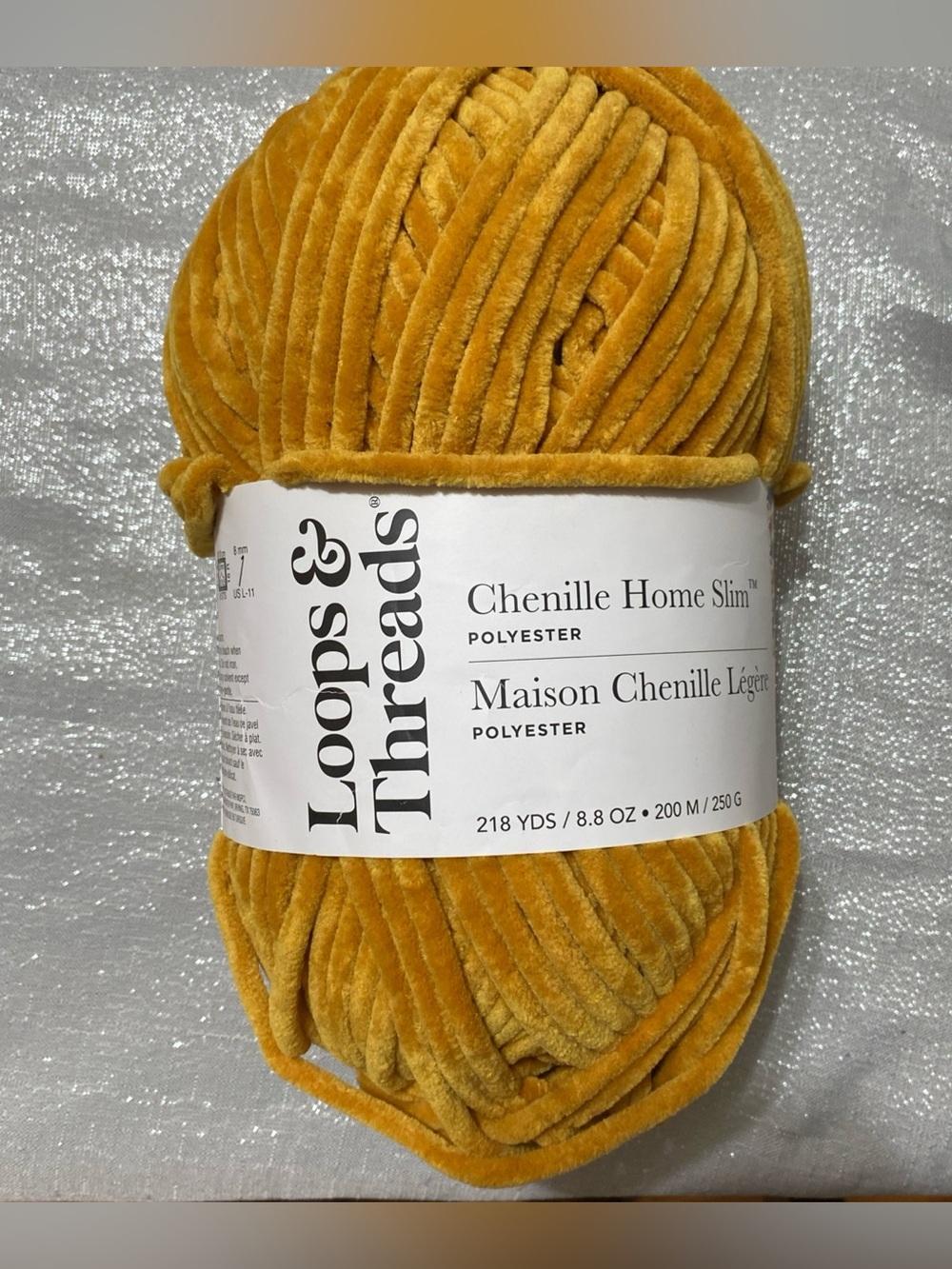 Chenille Home Slim Yarn Loops & Threads “Mustard" Lot 619 8.8 oz
